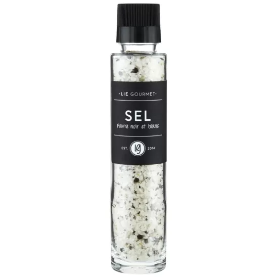 Сол с черен и бял пипер 220 гр. с мелничка Lie Gourmet