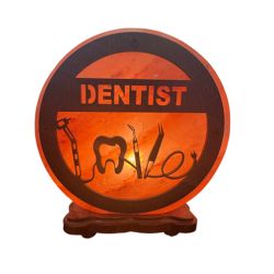Солна лампа от Хималайска сол „Dentist“ , розова – с дървена основа 5 kg