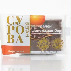 Сурова - натурален шоколадов бар 27г, портокал