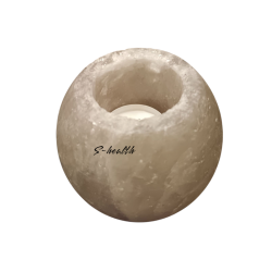 Свещник от хималайска сол, сив - ябълка 800 gr