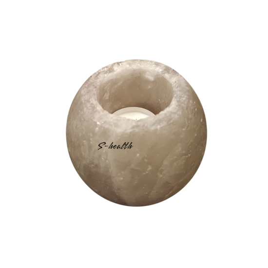 Свещник от хималайска сол, сив - ябълка 800 gr