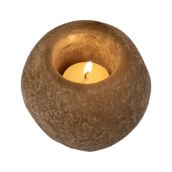 Свещник от хималайска сол - сив натурална ябълка 1050 gr